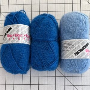 Vintage Reynolds Une Deux Trois Yarn Lot – 3 Skeins Blue – Made in Belgium